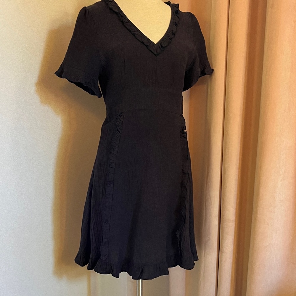 Promesa Navy V-Neck Ruffle Mini Dress